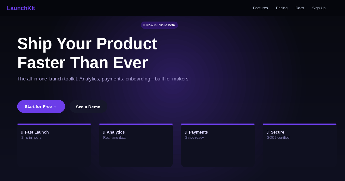Landing page design sample