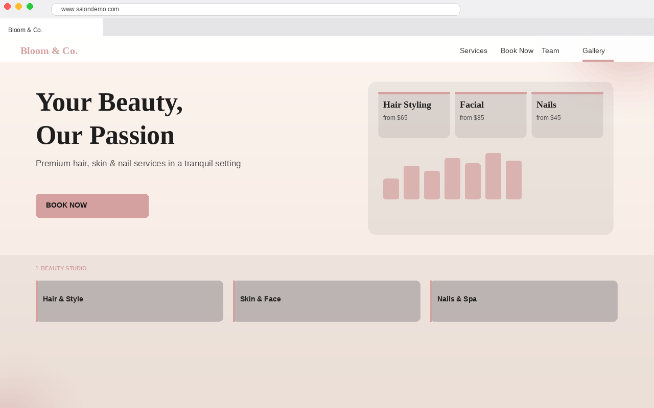 Hair and beauty salon website